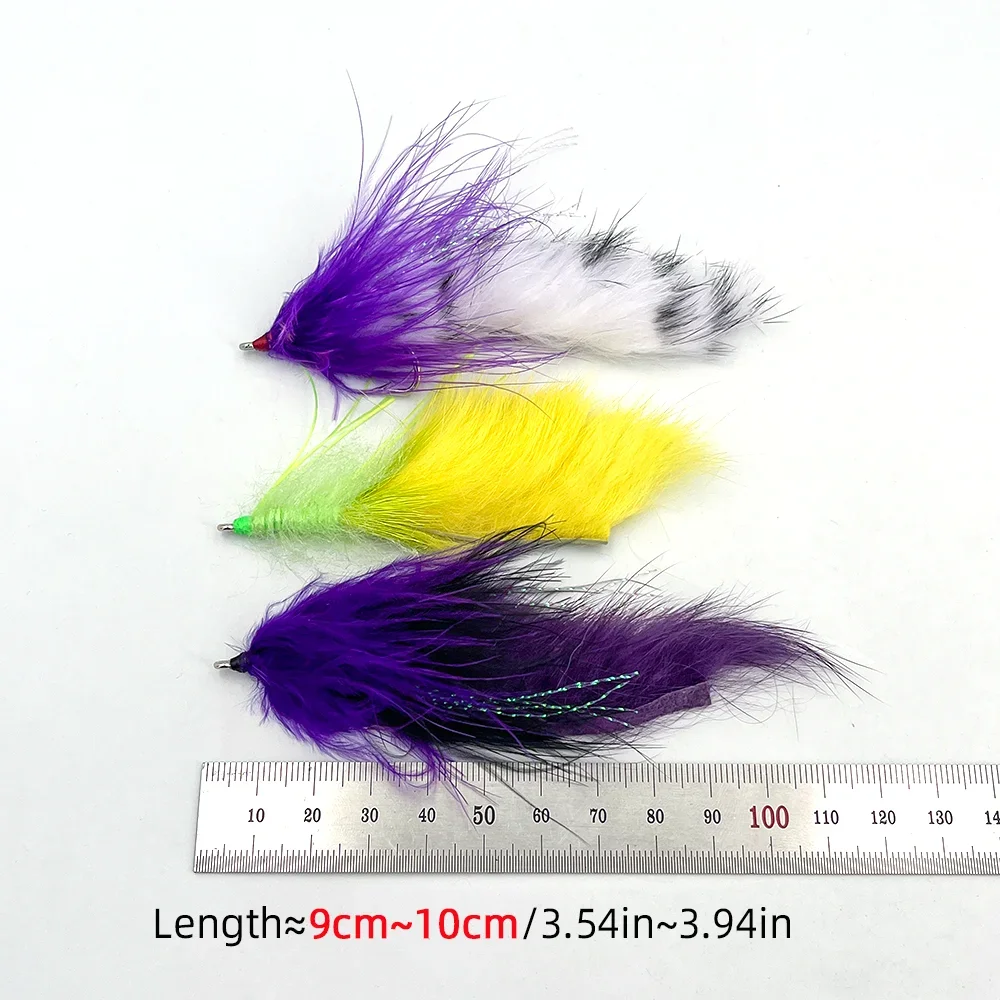 Wifreo 3 piezas # 1/0 tira de conejo Zonker Streamer mosca con púas gancho de acero inoxidable Tarpon conejito mosca trucha lubina pesca señuelo cebos - imagen 5