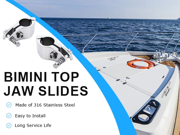 Goture-Bimini para barco de acero inoxidable 316, pieza superior con bisagras de 22mm y 25mm, deslizamiento de mandíbula, Hardware marino de fácil instalación, 2 uds./lote - imagen 5