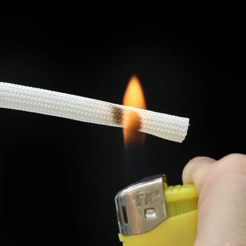 1M ID 1mm ~ 40mm funda de fibra de vidrio trenzada 600 grados C tubo de fibra de vidrio químico de alta temperatura manguito de fibra de vidrio negro blanco - imagen 3