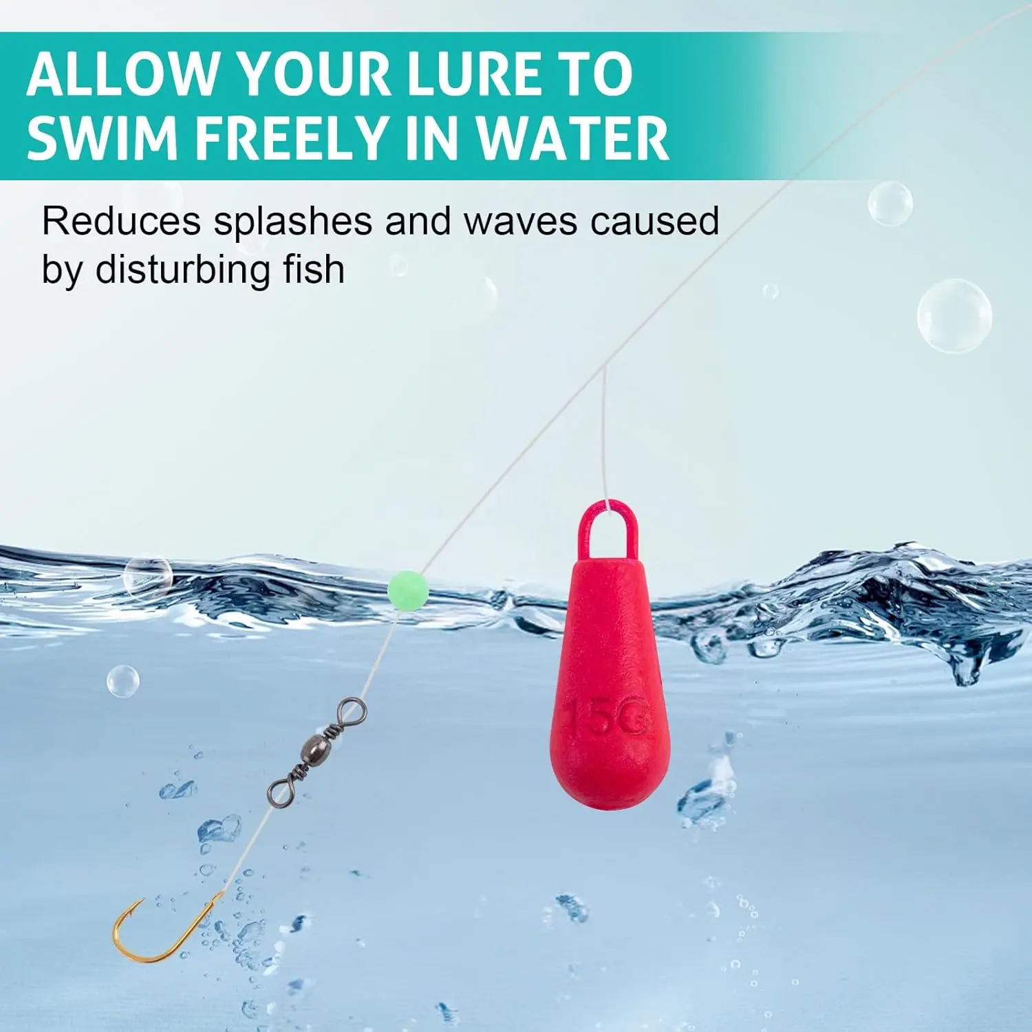 Goture 25 uds plomo de pesca rojo 15g pesas de tiro con caja de almacenamiento para lubina agua salada accesorios de pesca de agua dulce - imagen 5