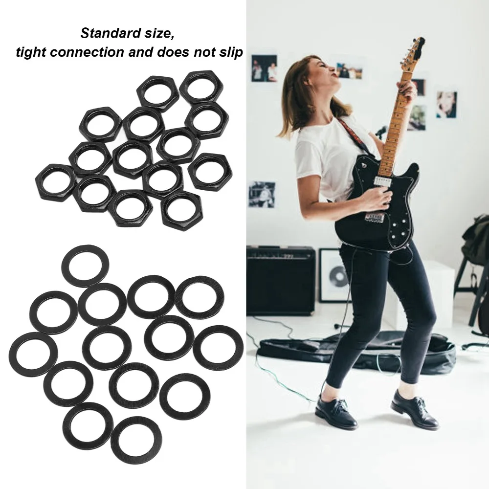 Rosca Hembra M9 Arandela de tuerca Jack para guitarra Kit de sujeción negro/plateado/oro Fijación de instrumentos Piezas de repuesto