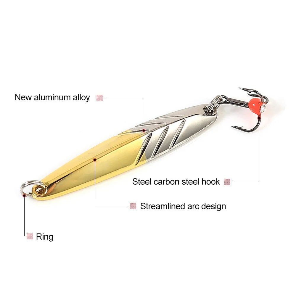 FTK-señuelo de Pesca de hielo para invierno, 1 Uds., 5g/10g/15g, equilibradores, señuelo de Pesca duro, cuchara, aparejos de Pesca de Metal, anzuelo triple - imagen 4