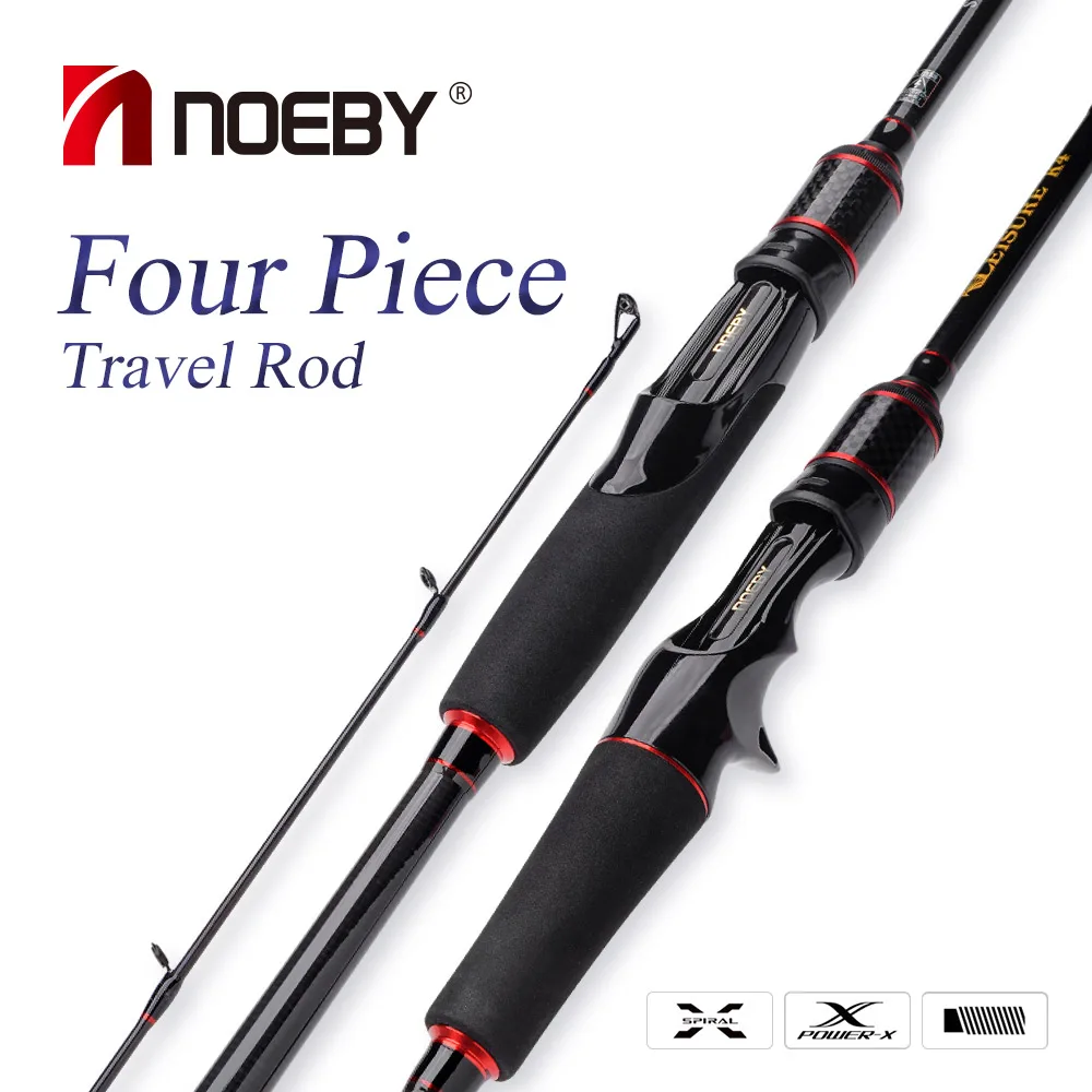 NOEBY-caña de pescar K4 de ocio, accesorio giratorio de fundición, 2,13 m, 4 secciones, 7-28g, señuelo de viaje, Lucio, trucha, agua dulce
