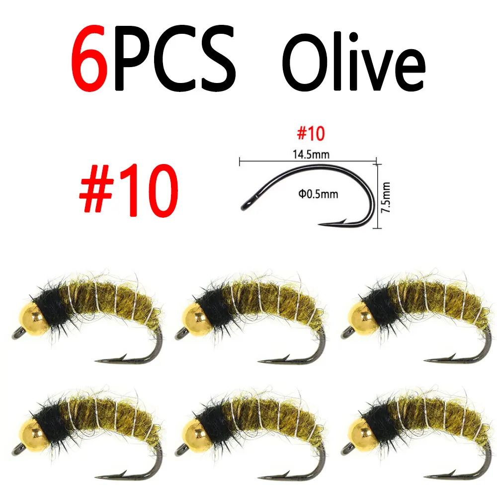 6pcs Olive Size 10