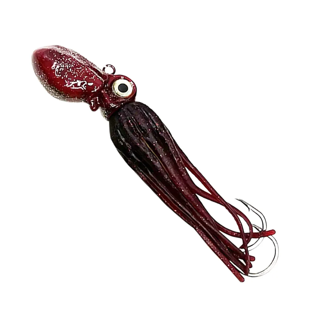 Señuelo de pesca de 100g-50g, faldas de pulpo de plástico suave, señuelo de calamar luminoso con ganchos para Mahi Marlin, atún, malta, Wahoo Bass - imagen 4