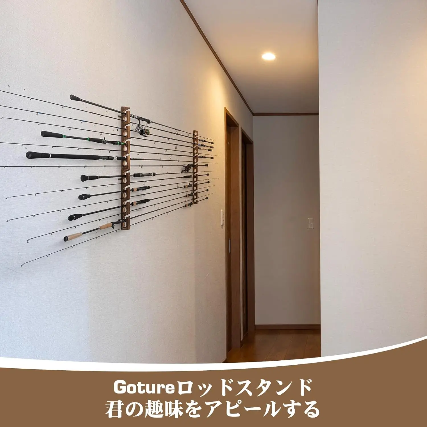 Soporte portacañas horizontal madera Goture para pesca en pared - imagen 2