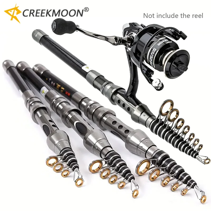 Caña de pescar telescópica para roca de mar, carpa giratoria para alimentador, poste de fibra de carbono, 2,4 M, 2,1 M, 1,5 M, Mini asiento de carrete de caña de viaje corta - imagen 2