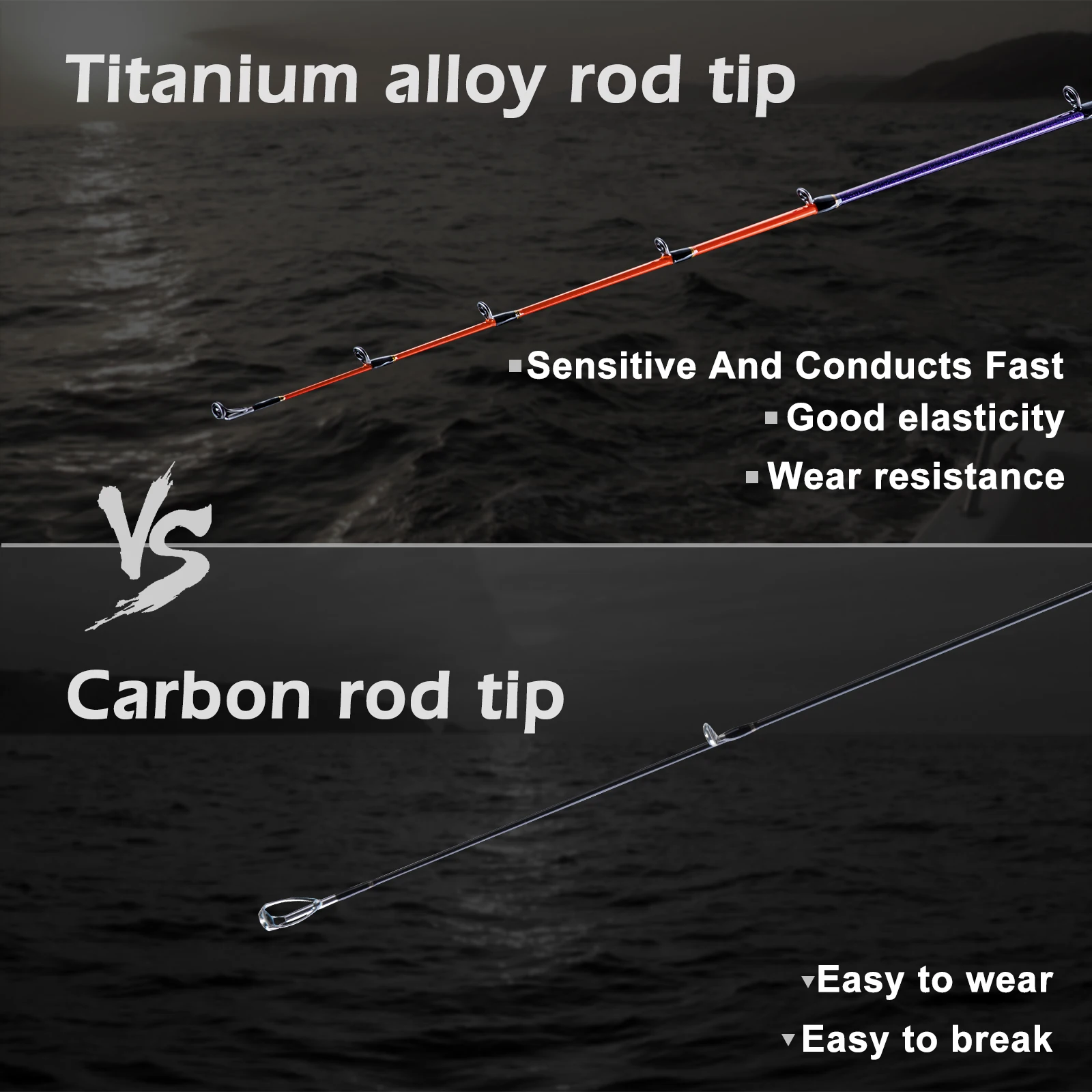 Goture PURSUIT-varilla de calamar con punta de titanio, 1,7 M, 2,58 M, anillo guía Fuji completo, 40T, fundición de fibra de carbono, caña de pescar de Jigging, potencia MH/M/ML - imagen 3
