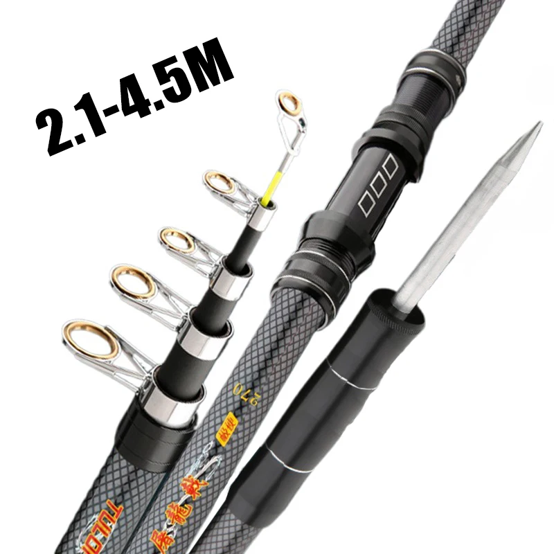 Caña de surfcasting telescópica de carbono para lance largo