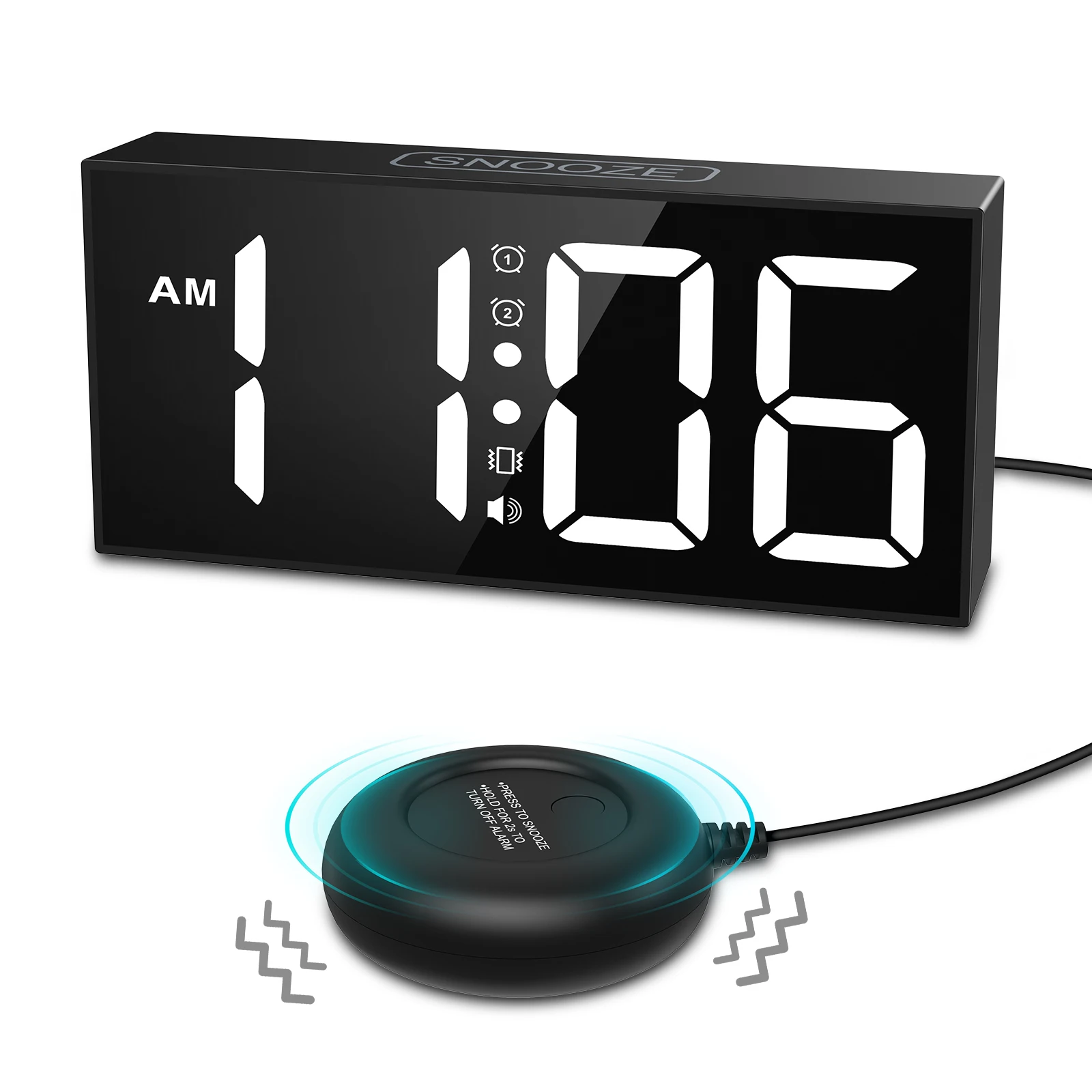 Despertador vibratorio ORIA – Agitador de cama y pantalla LED 7,5"