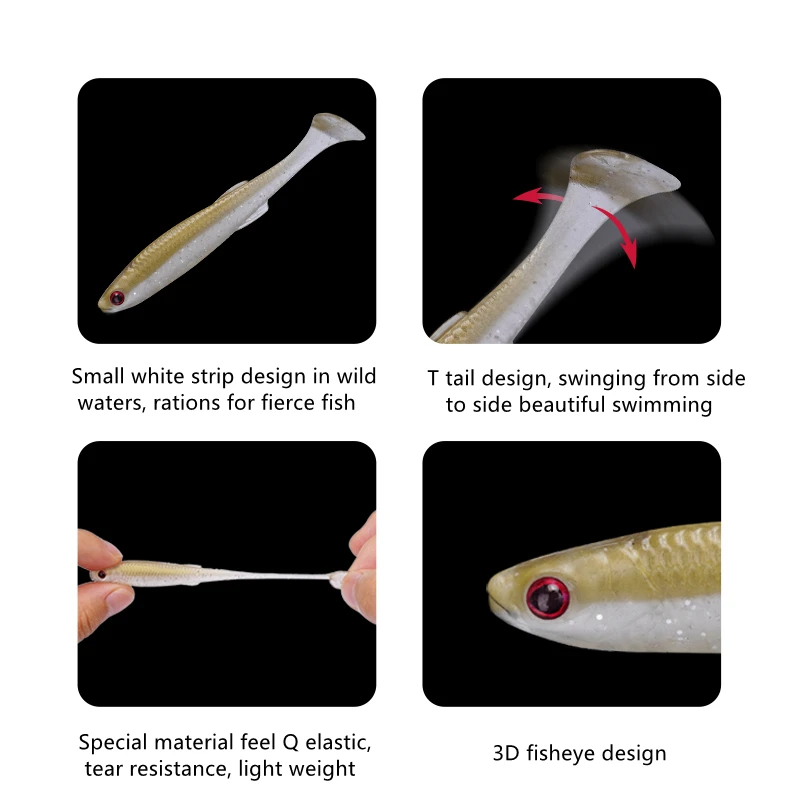 7/9 Uds FISHANT pez Real gordo cola en T señuelos blandos flotantes 50,8/63, 5/71,1mm cebo de silicona pesca en el mar Wobblers cebo falso Artificial - imagen 4