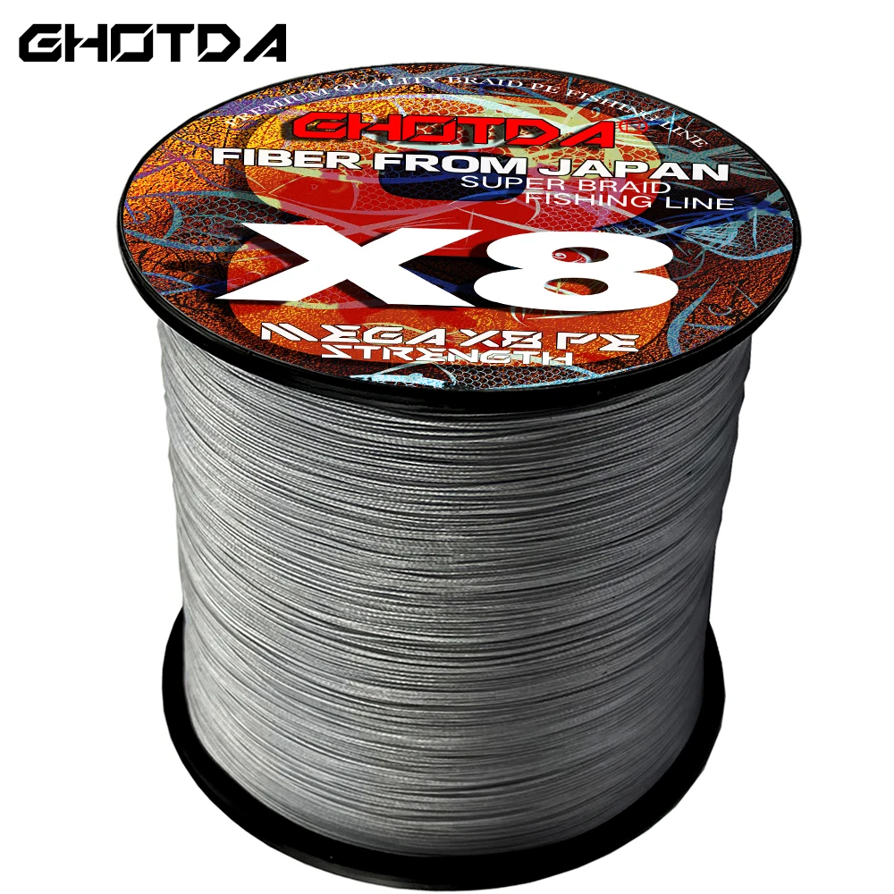 Ghotda-sedal de pesca trenzado 8x, 100m, 300m, 500m, multifilamento japonés, para carpa, 18-78LB, 10 colores disponibles - imagen 3