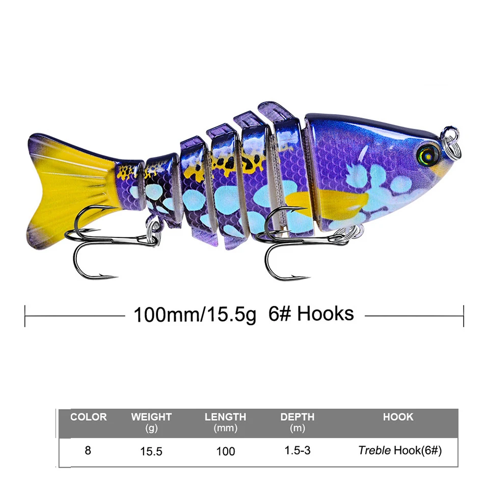 Señuelo de pesca multiarticulado, 1 piezas, 7 segmentos, 10cm/15,61g, cebo duro, Wobblers, Crankbait, cebo Artificial, accesorios de pesca - imagen 5