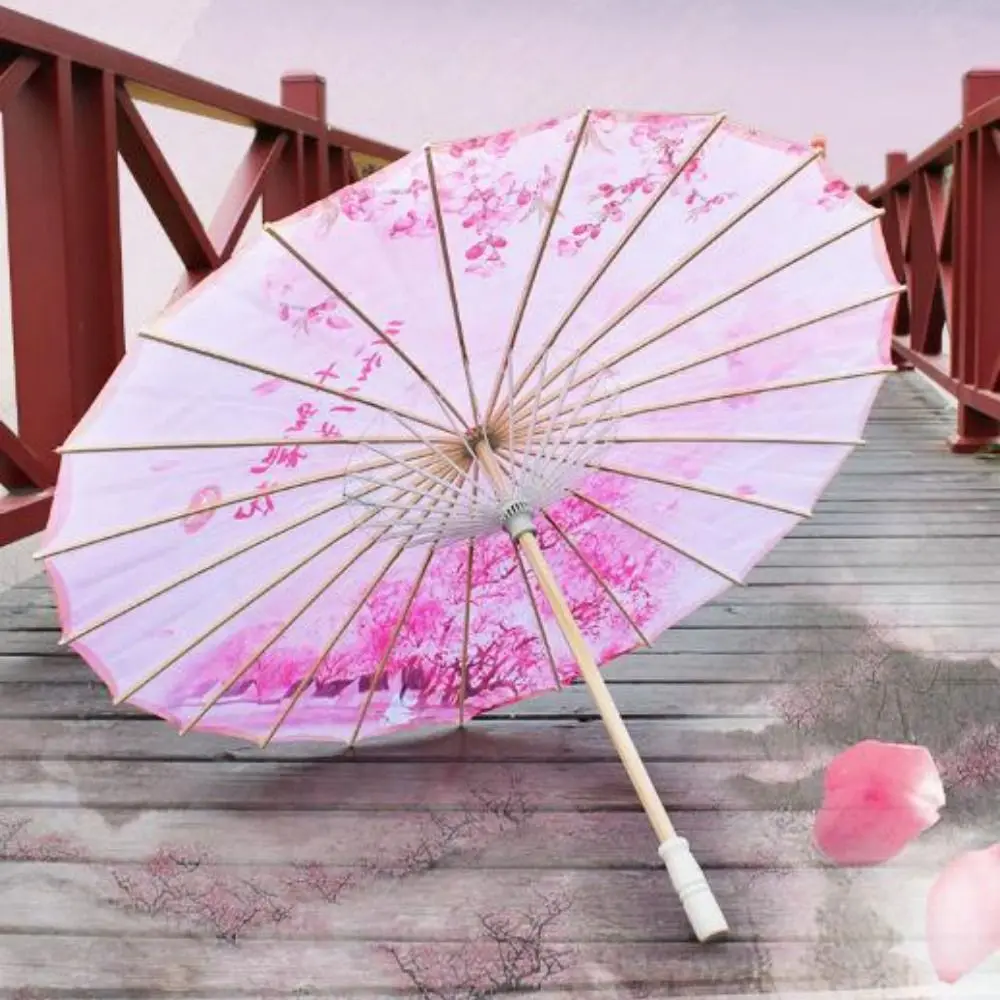 Abanico de paraguas de 56cm estilo antiguo chino 10 colores Prop paraguas de baile tela de seda paraguas clásico de estilo japonés - imagen 4