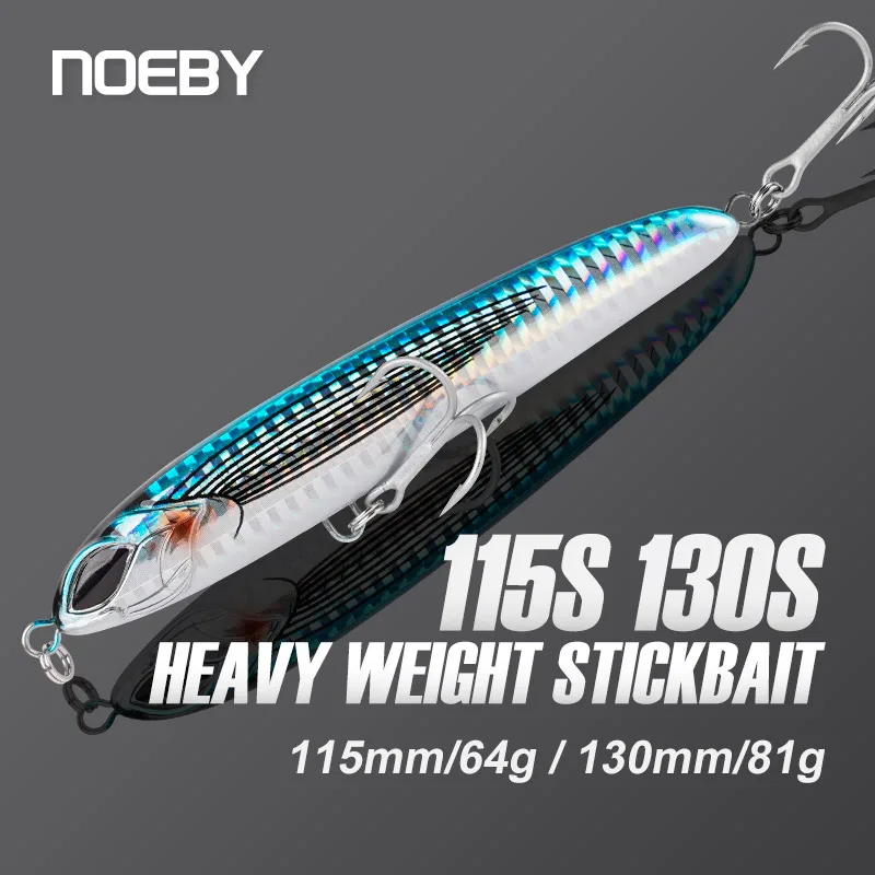 NOEBY-señuelo de pesca con lápiz de hundimiento pesado, 115mm, 64g, 130mm, 81g, cebos duros artificiales para lubina, atún, Stickbait