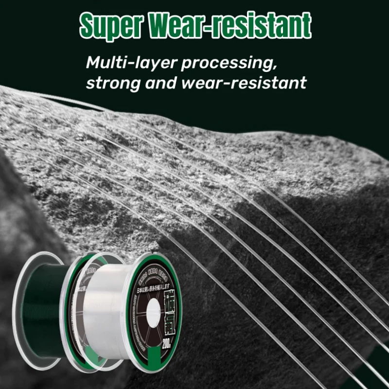 Sedal de pesca de nailon, hilo de monofilamento japonés, superfuerte, revestimiento de fluorocarbono, línea principal Invisible, pesca de carpa de hundimiento rápido, 200M pesca accesorios de pesca pesca accesorio - imagen 4