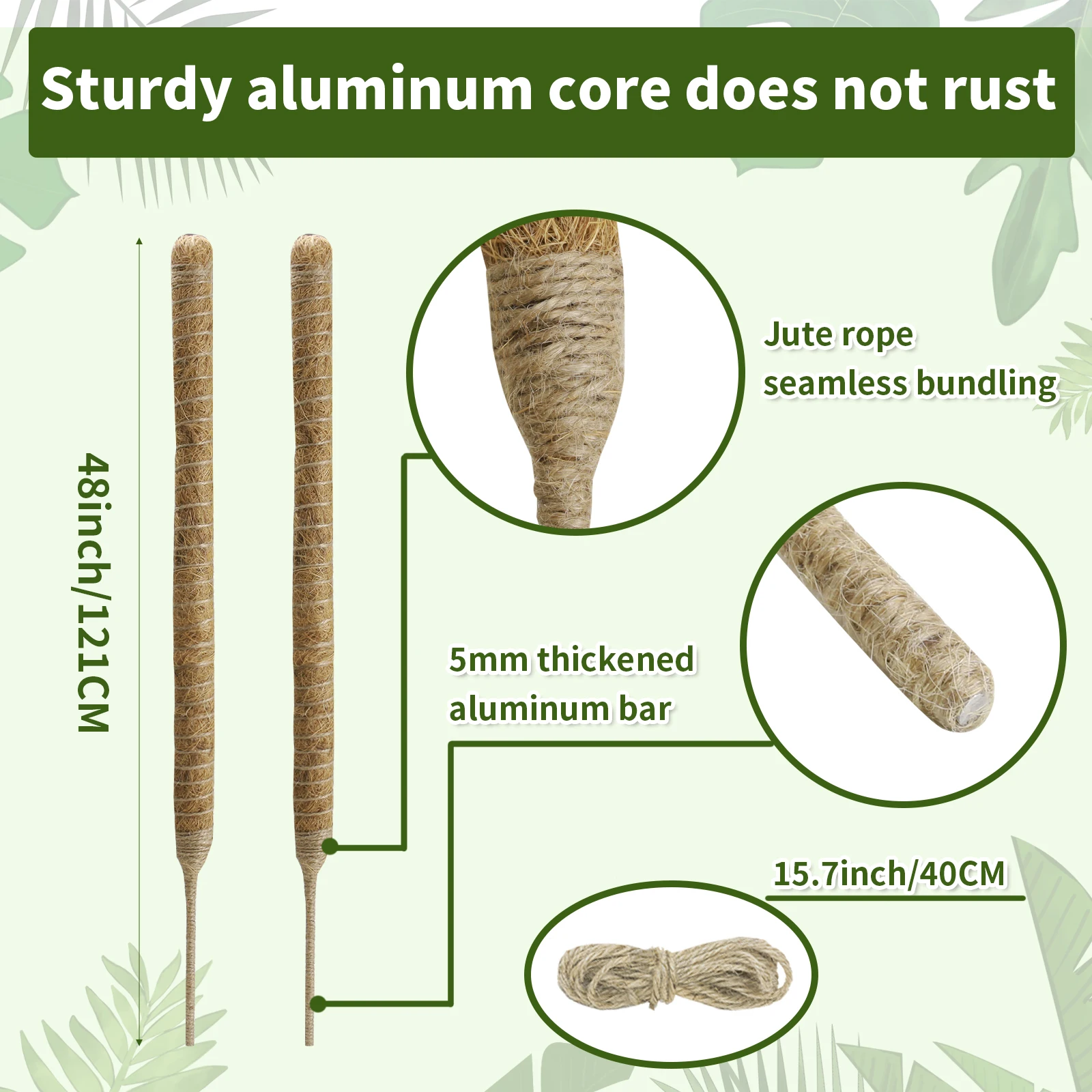 Poste de musgo flexible de 60/70/120CM para plantas, postes de musgo Monstera, plantas trepadoras, poste de plantas de interior para plantas en macetas, 2 uds. - imagen 3