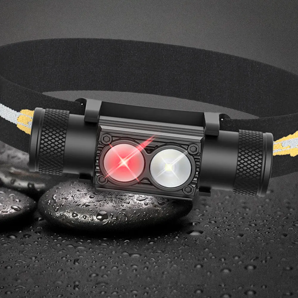 Linterna LED roja blanca recargable USB C pesca nocturna