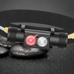 Linterna LED roja blanca recargable USB C pesca nocturna