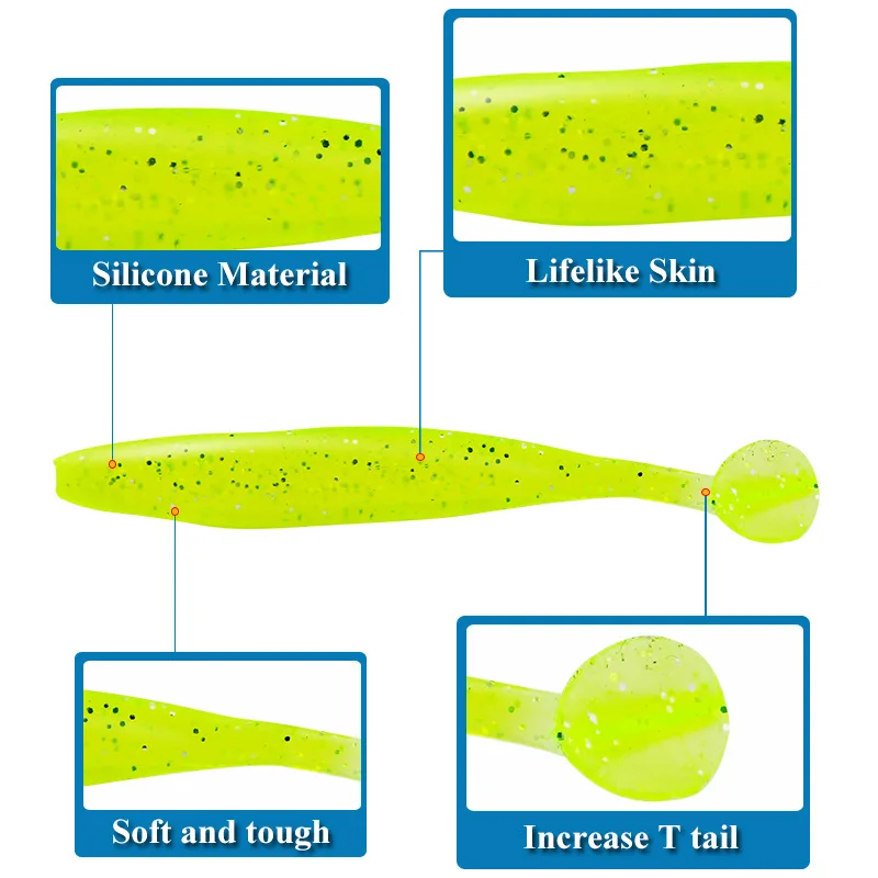 Cebo blando de pez cola en T, cabeza de plomo de gusano suave de agua dulce, Micro objeto de fundición lejana, juego de cebo falso de pez mandarín, 10 unids/lote por bolsa - imagen 4