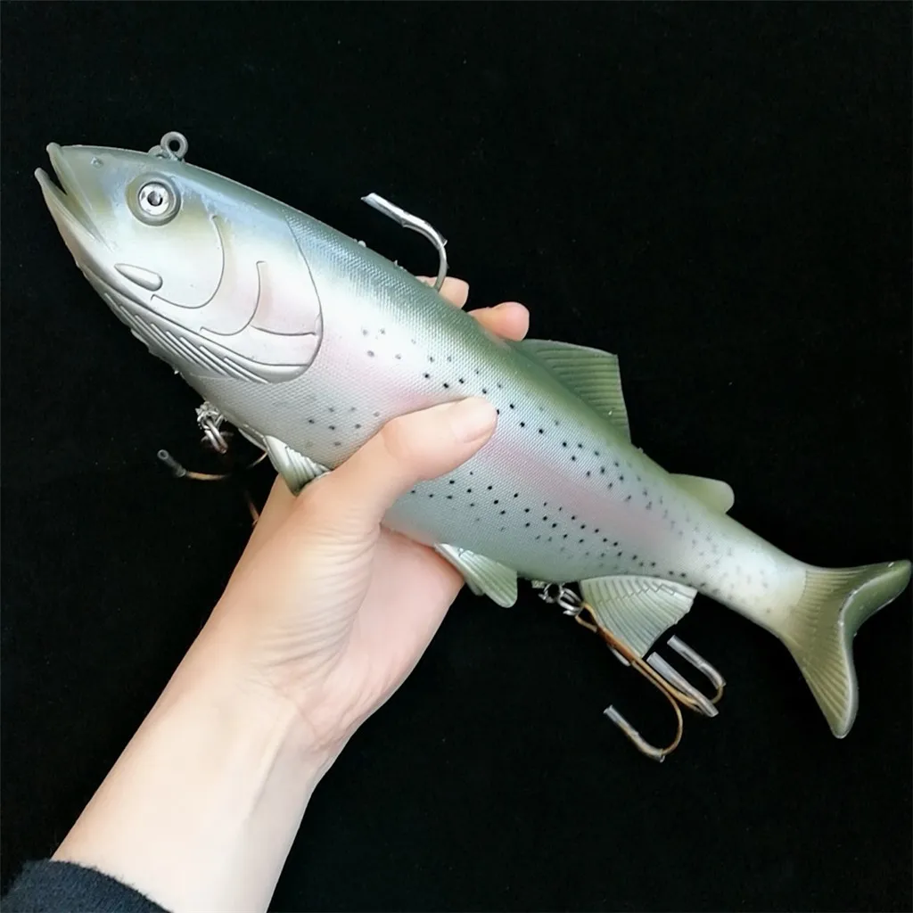 Señuelo de Lucio sábalo de 30cm y 400g, Swimbait, cola de paleta para perca, pez gato, Zander, cebo Artificial suave, equipo de pesca de juego grande, 1 unidad - imagen 2