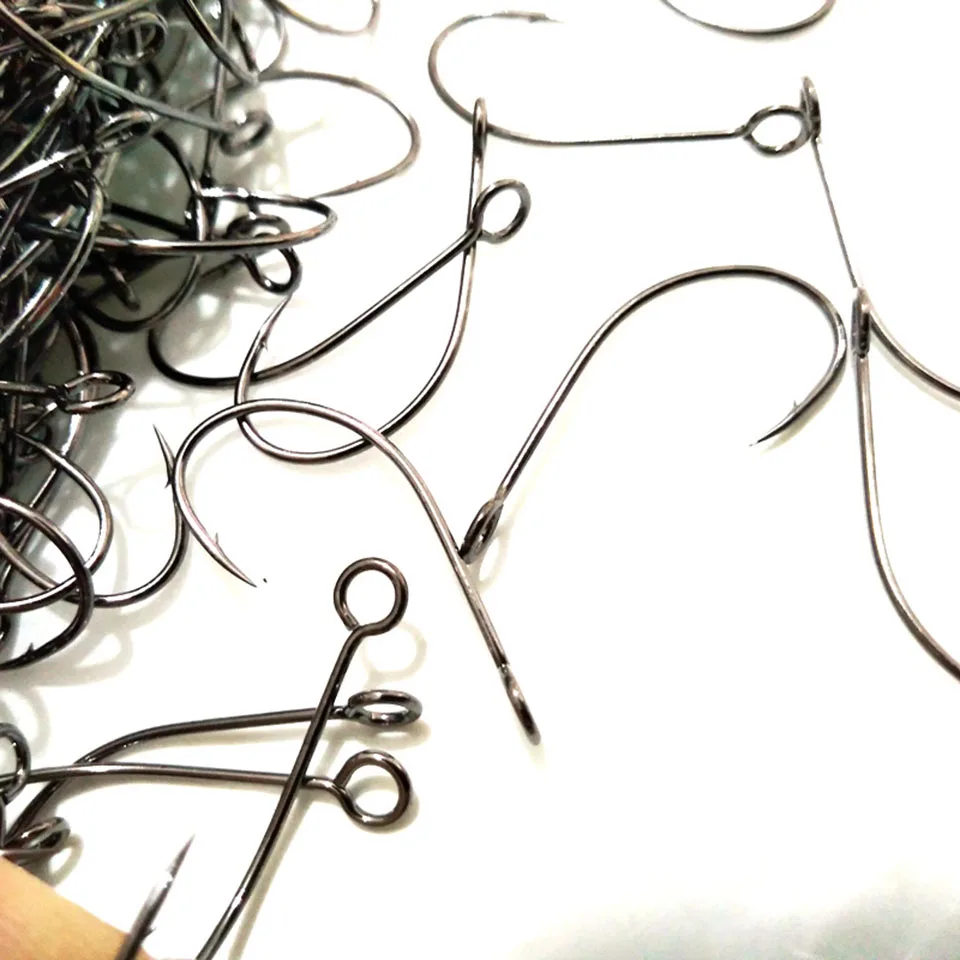 Ganchos de cuchara de pesca de acero al carbono con púa, gancho único de níquel negro, trucha, 1 #2 #4 #6 #8 #10 #12 #14 #, 1000 unids/lote por bolsa - imagen 4