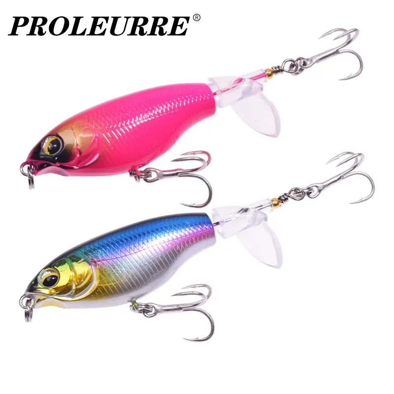 Señuelo de pesca Topwater con hélice, 7,5 cm, 6,5g, bagre, lubina, cola suave giratoria, cebo de plástico Artificial, aparejos de pesca, 1 ud.