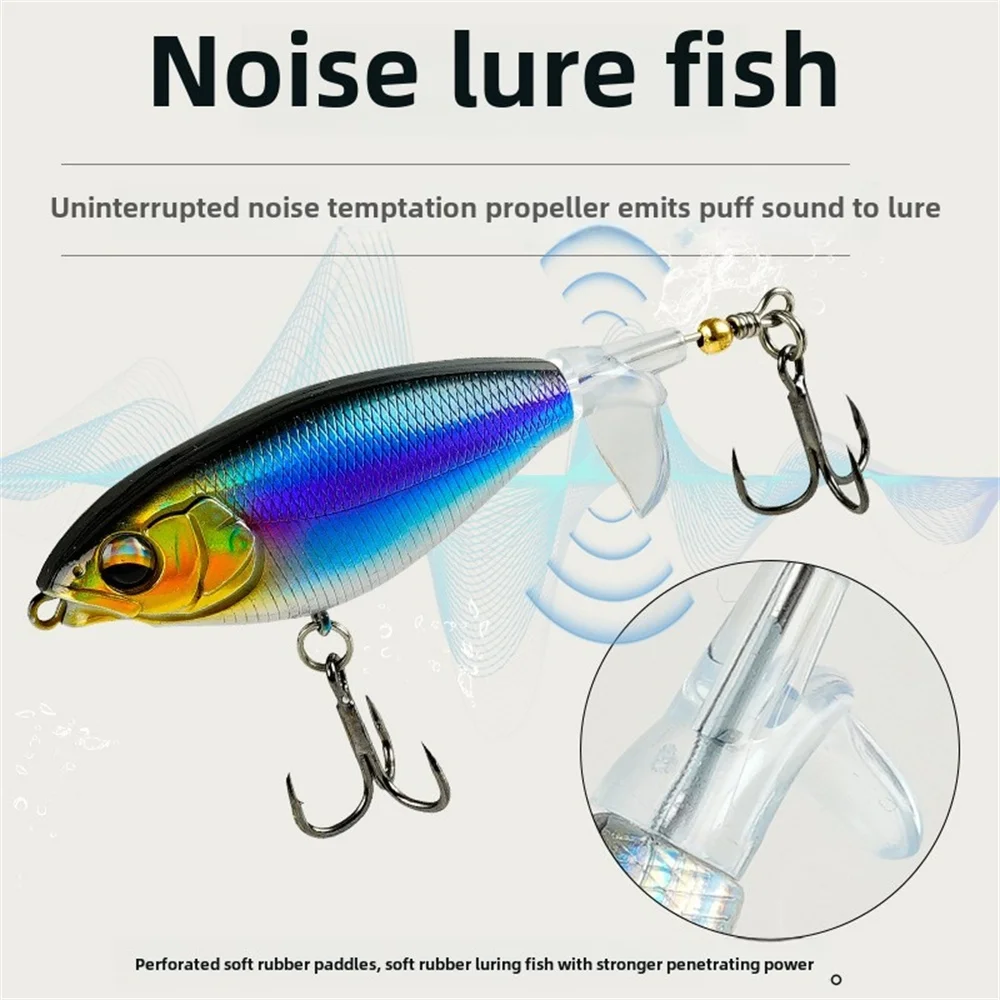 Cebo Lua de 5 piezas, cebos falsos, tractores flotantes, lazos de superficie, hélices de lápiz para freír, pesca en agua dulce, lubina, señuelo de pez negro - imagen 3