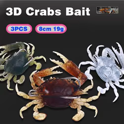 3 uds 8cm 19g cebo de cangrejos 3D pesca en el mar cebo de carretera simulación de cebo suave con gancho cangrejo suave lubina Wrasse Cod anzuelo de pesca de mar tackl
