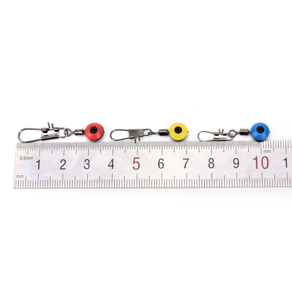 Gancho de línea de pesca de 100 unids/bolsa, Conector de Clip de vástago giratorio, espacio marino de granos del señuelo, Conector de anzuelos de pesca