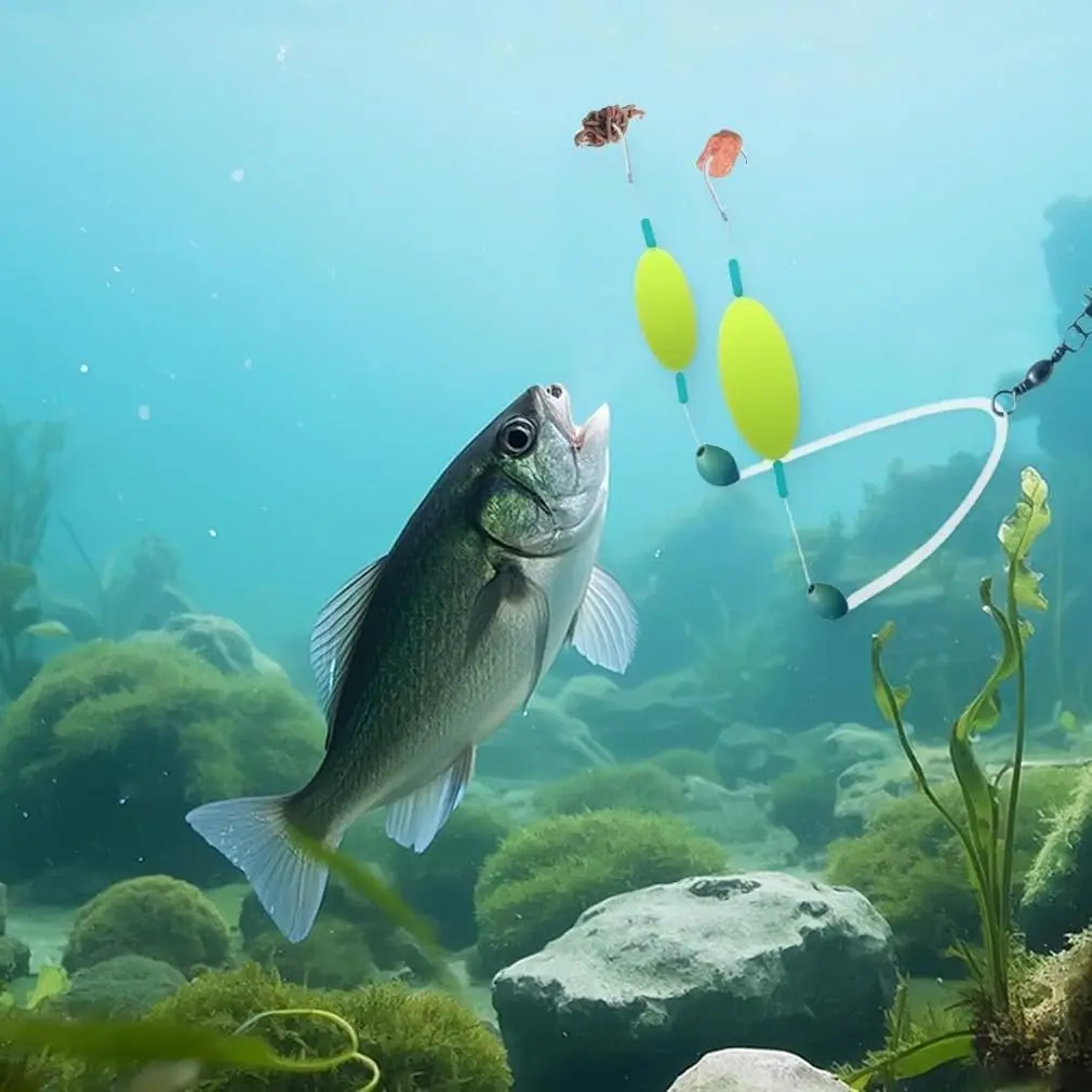 TAKBAS Juego de 5 paquetes de aparejos de anzuelo doble inverso fuera de fondo: ideal para pesca de carpa europea, malezas, piedras y limo - imagen 5