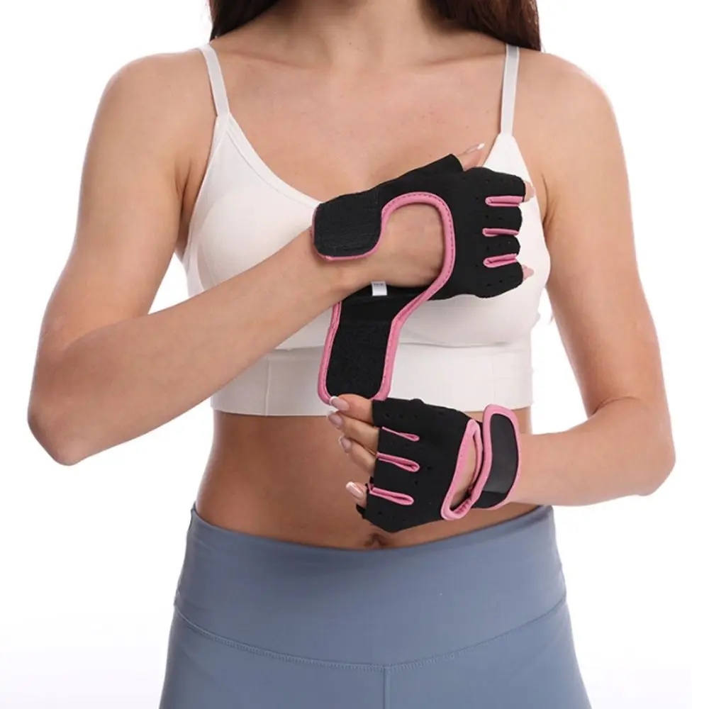 Guantes deportivos de medio dedo para hombre y mujer, guantes de muñeca de entrenamiento, resistencia antideslizante, levantamiento de pesas, 1 par - imagen 3