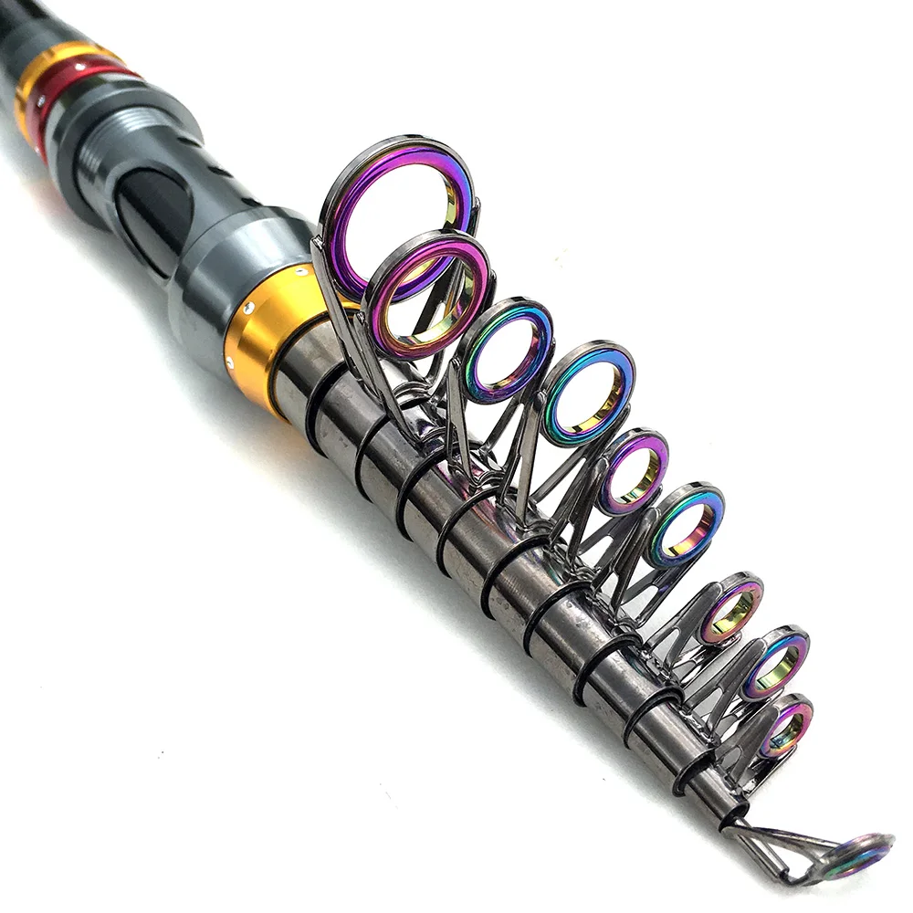 Cañas de pescar giratorias de 1,8 m, 2,1 m, 2,4 m, 2,7 m, 3,0 m, 3,6 m, caña de viaje telescópica de fibra de carbono para carpa, señuelo de viaje ultraligero para Surf - imagen 3