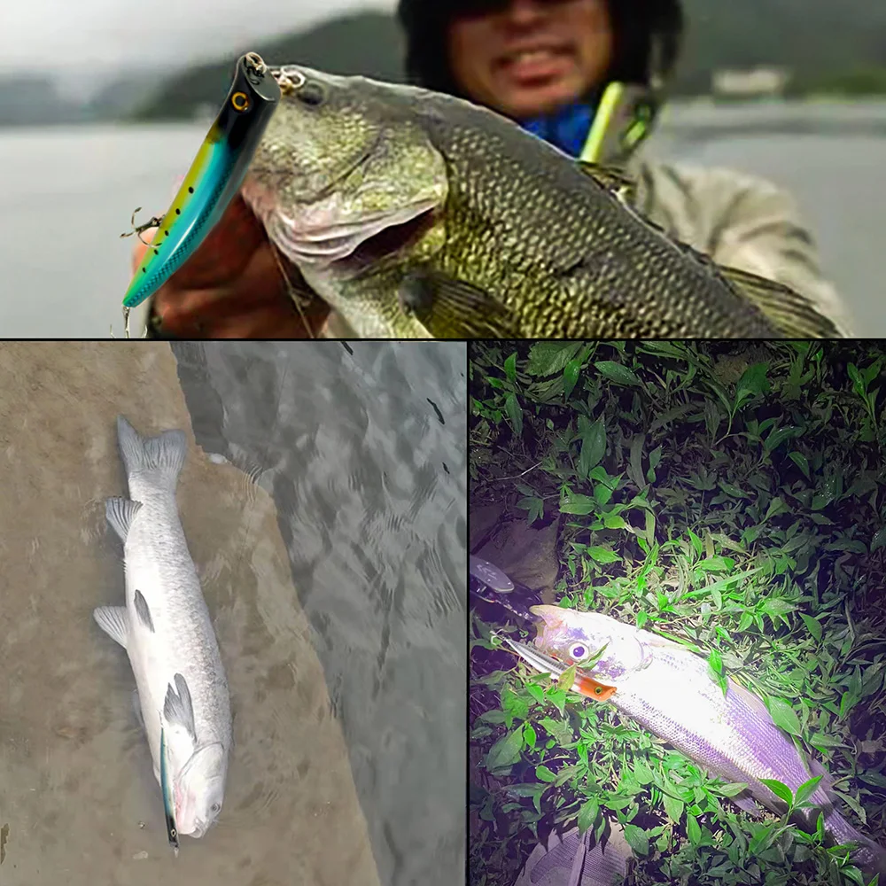 Señuelo de Pesca flotante Topwater Popper 12,8 cm 15g 3 anzuelos triples Wobbler cebo duro de plástico aparejos Jerkbait Pesca cebo Artificial - imagen 4