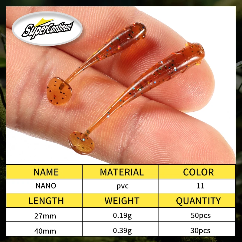 Cebo suave supercontinente, nuevo pececillo, 4cm/30 Uds., 2,7 cm/50 Uds., Señuelos de pesca que se hunden, cebo tremor, señuelo de pesca suave, señuelo de gusanos de pescado - imagen 2