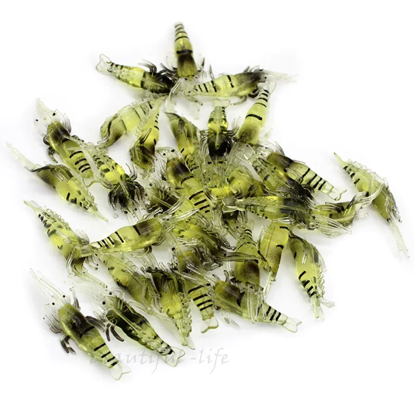 Cebo Artificial de silicona para camarones luminosos, simulación de gambas suaves con ganchos, aparejos de pesca Wobbler de carpa/señuelo/accesorios, 10 Uds. - imagen 5