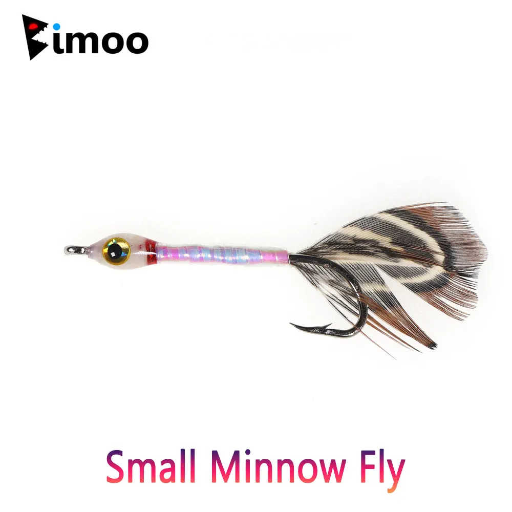Bimoo 6PCS # 6 # 8 ojos de pez 3D, pececillo pequeño, mosca, lubina, trucha, pesca con mosca, moscas, epoxi Artificial, Flash, cebo corporal Mylar, señuelo falso - imagen 2