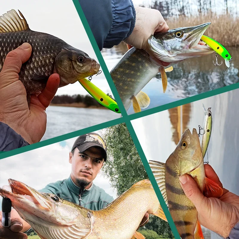 TSURINOYA 92SP-señuelos de pesca de pececillo suspendido, DW78, 92mm, 9g, 3 ganchos, cebo duro Artificial, señuelo de Lucio de fundición larga - imagen 5