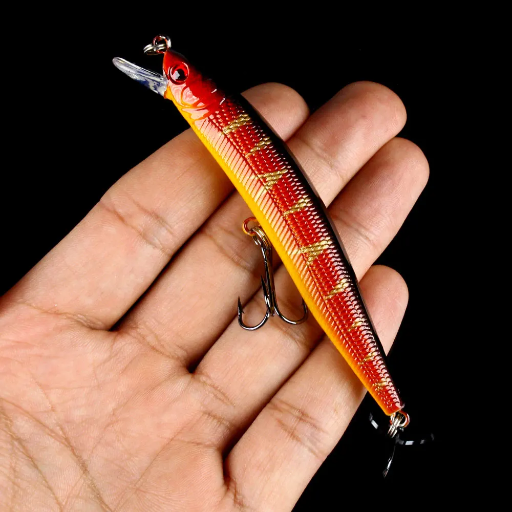 Señuelos de pesca flotantes de pececillo, 1 unidad, 10cm, 8,5g, con cuentas sonajero, cebo duro Artificial, Wobbler para lubina, Walleye, trucha, Lucio, agua dulce - imagen 3