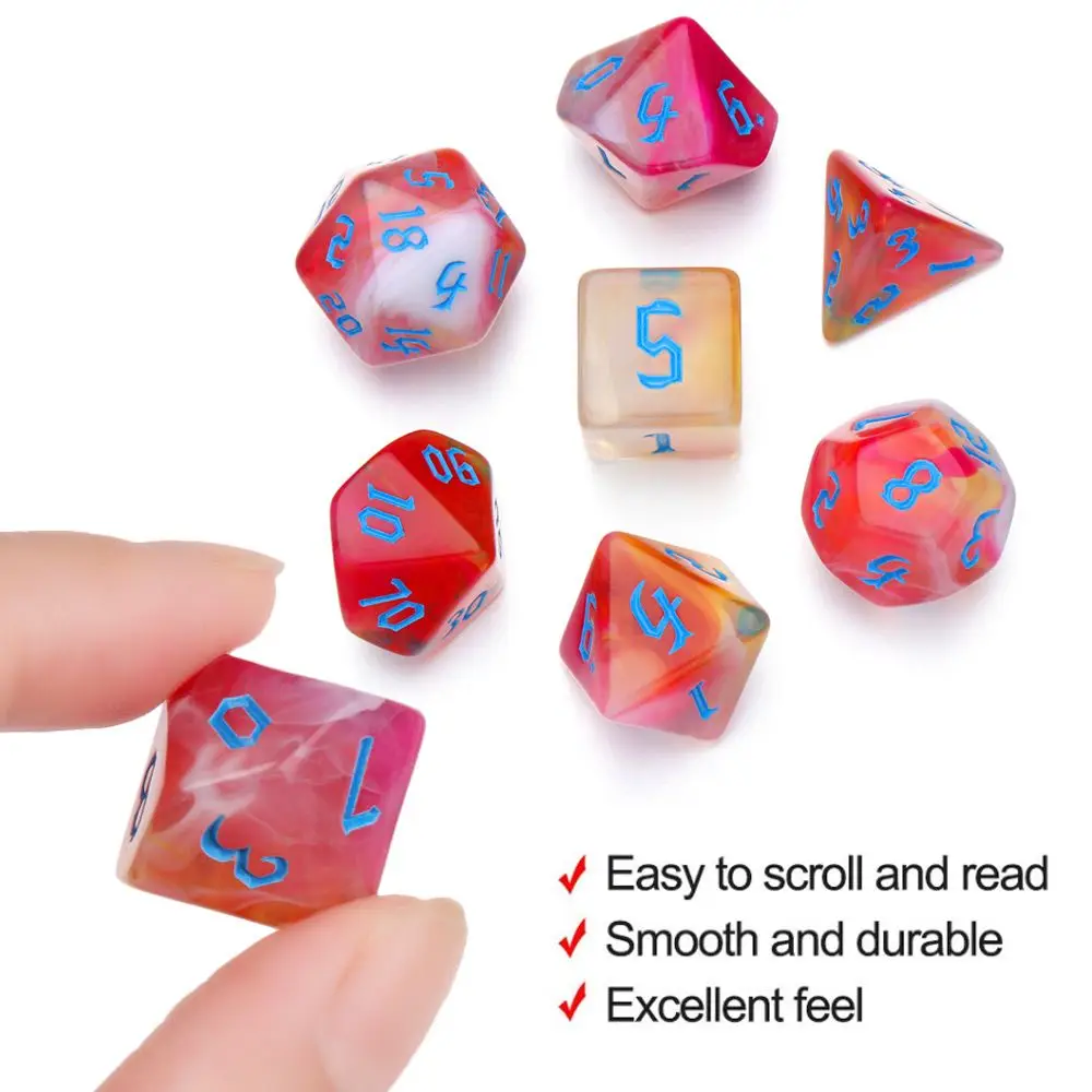 7 unids/set D4, D6, D8, D10, D12, D20, dados poliédricos dicromáticos, números Coulorful, diales de mesa para fiestas de escritorio, suministros para juegos de mesa - imagen 4