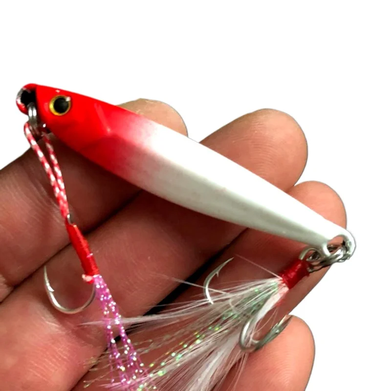 Señuelo de pesca con plantilla de metal, cebo duro para curricán, cebo para peces de lubina, señuelos de jigging para trucha, señuelos de agua salada, 60 g, 1 pieza - imagen 4