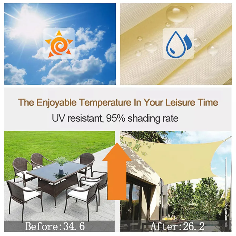 Toldo de vela parasol impermeable con 60 piezas, kits de fijación de Hardware, bloque UV Rectangular, toldo de Patio, refugio parasol, Gazebo de jardín - imagen 4