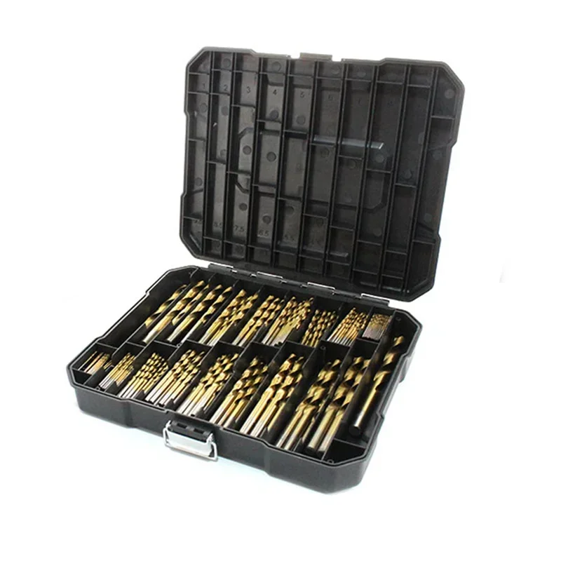 Juego de brocas helicoidales recubiertas de titanio, 230 Uds., 1mm-10mm, con estuche 135 ° Tamaño de brocas métricas de punta para agujeros de plástico para carpintería - imagen 2
