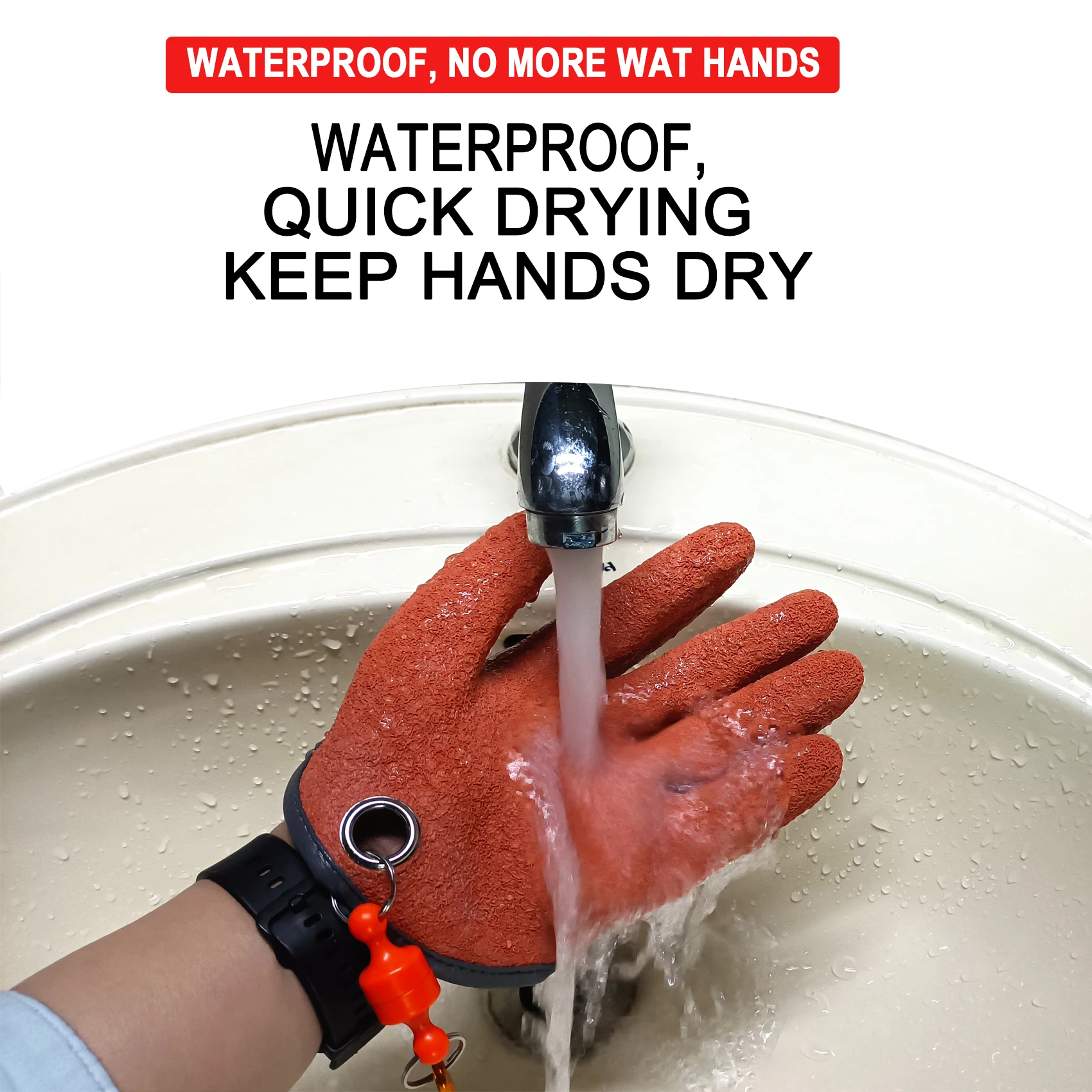 Guante de pesca impermeable a prueba de perforaciones, guantes profesionales para atrapar peces con 4 herramientas, proporciona una buena protección para las palmas de las manos - imagen 3