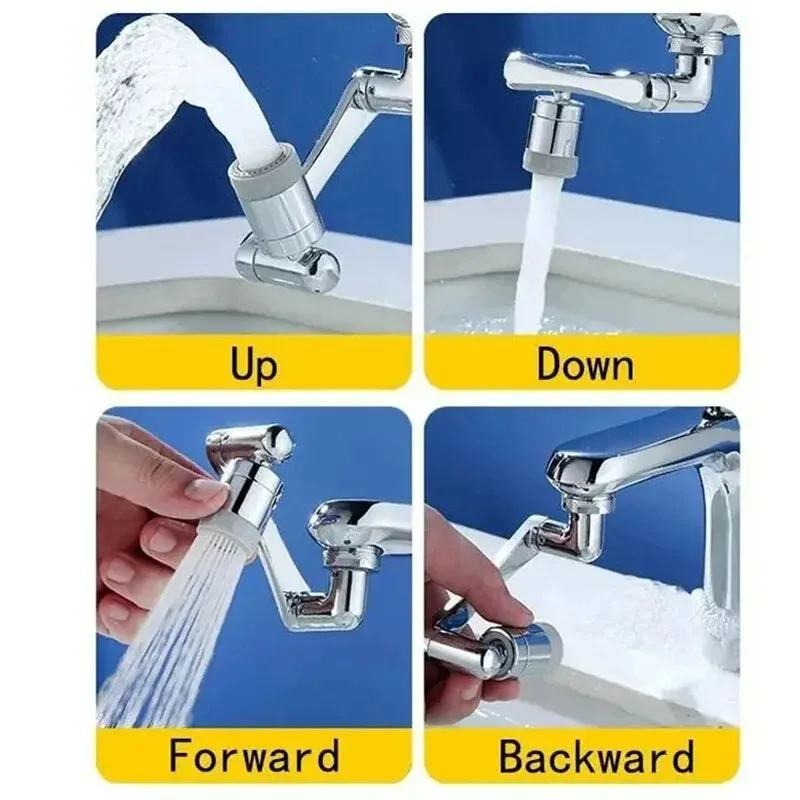 Extensor de grifo de 1-2 piezas, brazo robótico de aleación, 1080 ° Extensión de grifo universal giratoria, grifo giratorio para lavabo de baño - imagen 4