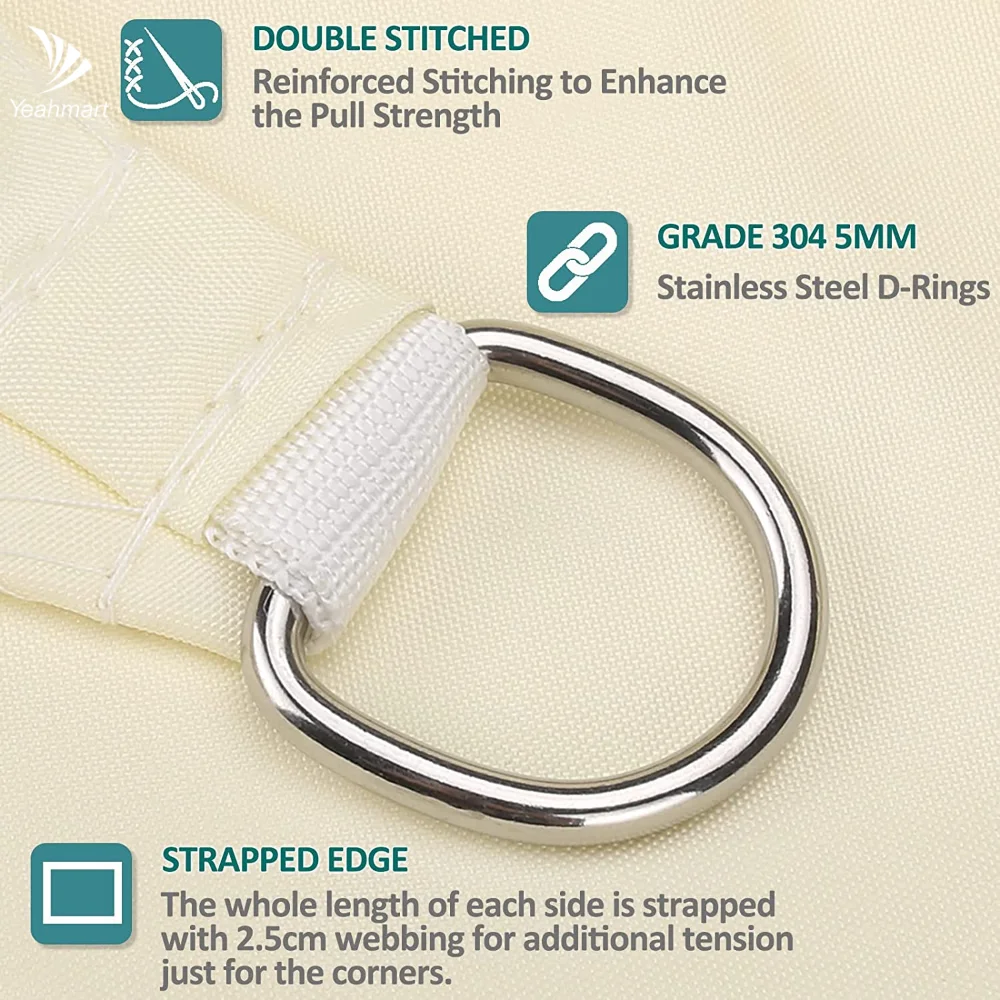 Vela parasol Rectangular 4x2/3/5/6M impermeable 98% bloque UV refugio solar para jardín al aire libre Patio fiesta toldo protector solar - imagen 3