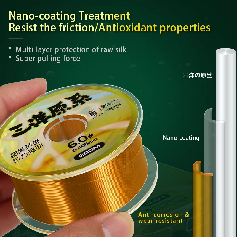 ZUKIBO-sedal de pesca de nailon superfuerte, hilo de monofilamento recubierto de fluorocarbono, Invisible, 200M, Japón - imagen 3