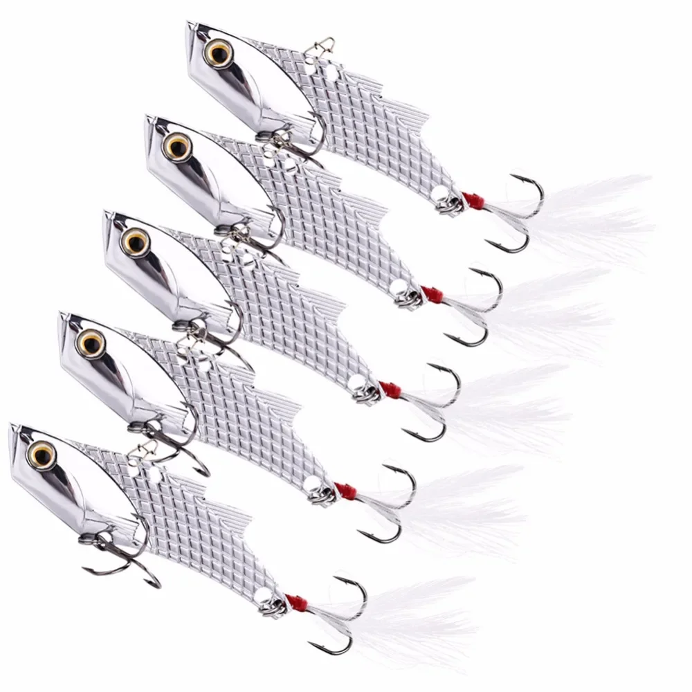 Sougayilang VIB cebos 1 pieza Metal 23g gancho de acero rico en carbono cuchara vibratoria señuelo de pesca lubina VIB herramienta de pesca Artificial - imagen 2