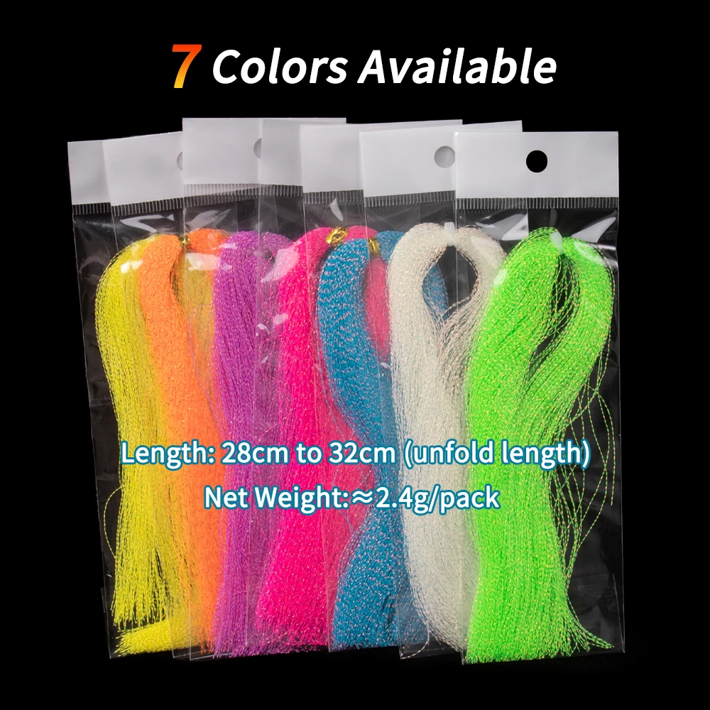 Lionriver-plantilla holográfica luminosa de pesca, 7 colores, anzuelo de oropel, Material de atado de moscas, cuerdas de Flash de cristal Golwing - imagen 5