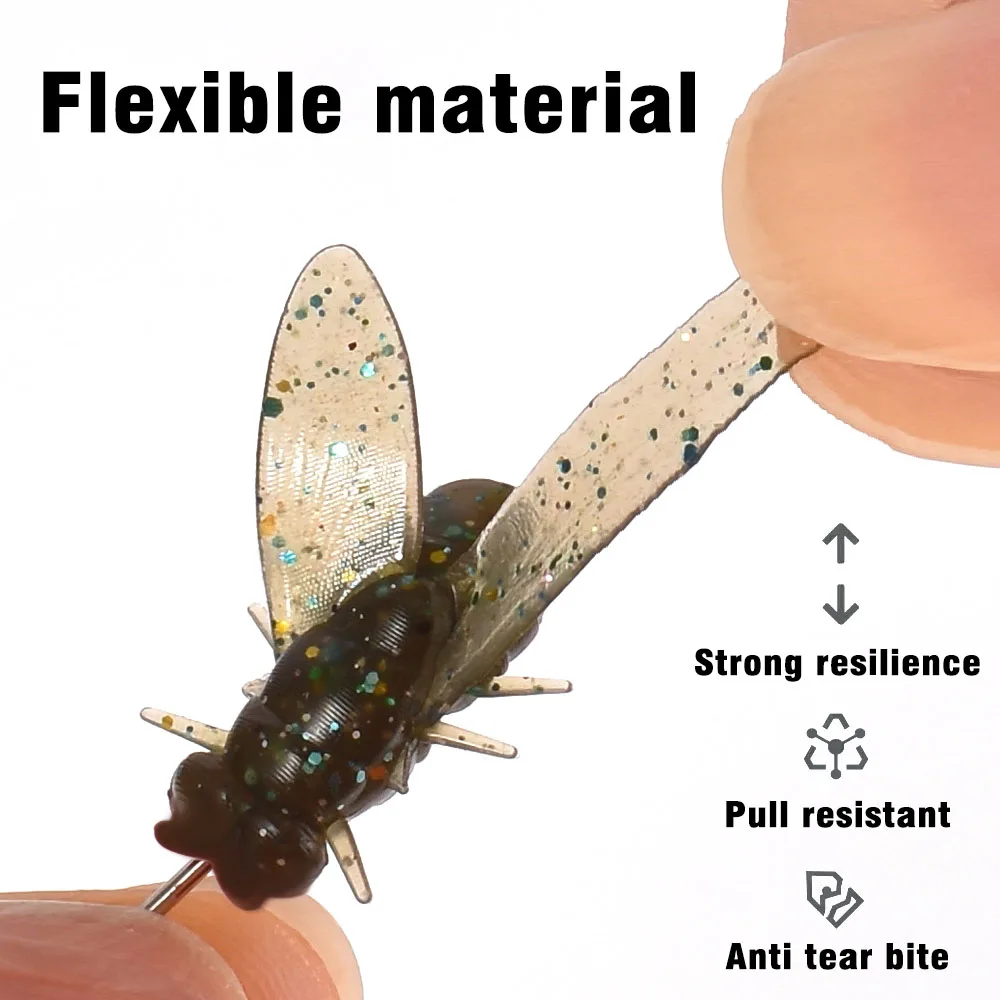 MNFT-cebo blando biónico para pesca con mosca, 10 Uds., con anzuelos afilados, equipo de pesca atractivo para salmón, trucha, lubina, salmón, Etc. - imagen 4